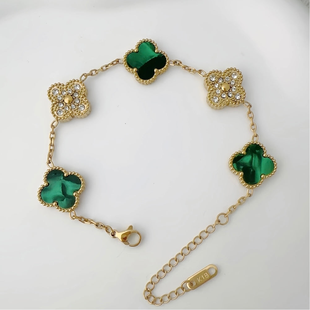 Flower Bracelet - Green Diamond