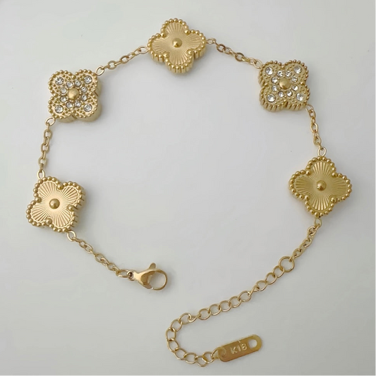 Flower Bracelet - Gold Diamond