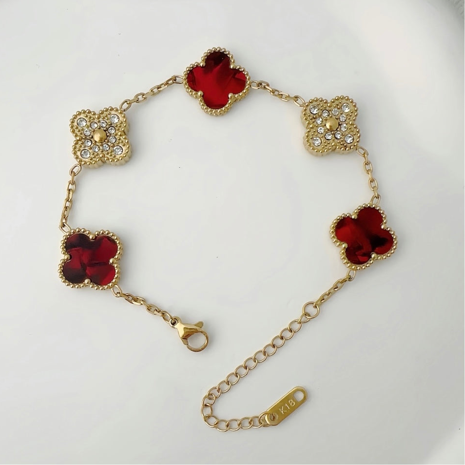 Flower Bracelet - Red Diamond
